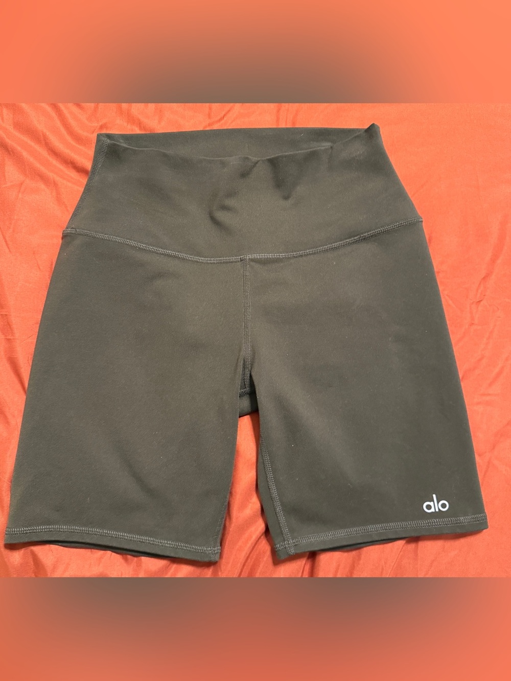 ALO Yoga Black High-Rise Bike Shorts with Logo